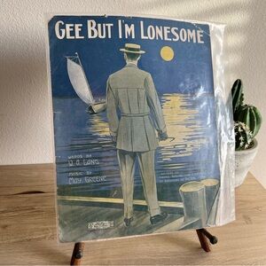 Antique 1912 Gee But I’m Lonesome Sheet Music Daly Boston